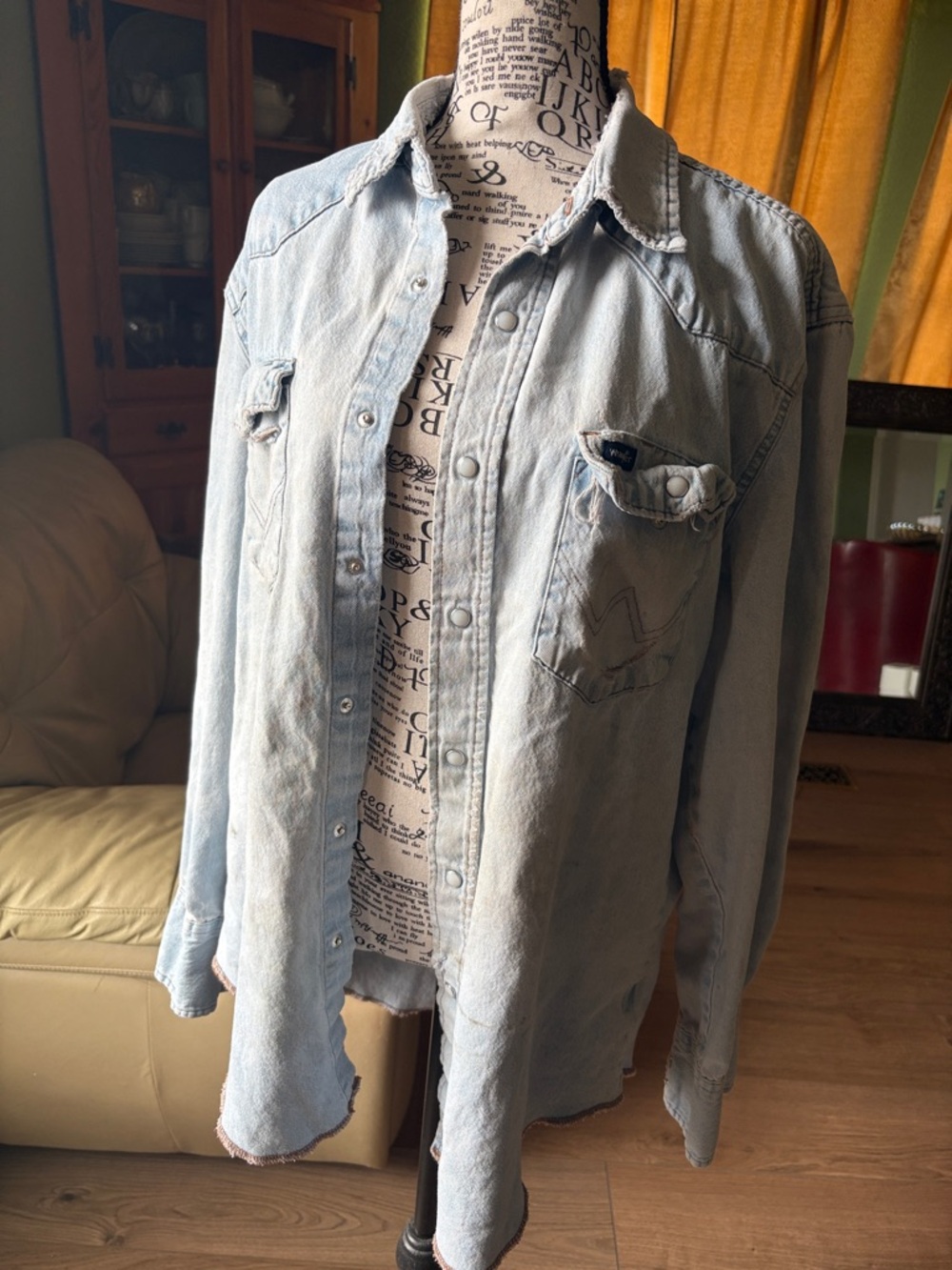 Vintage wrangler distressed shirt